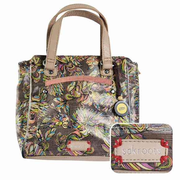 Sakroots Handbags - Sakroots Womens Mini Tote Hand Bag Purse Coated Canvas Bird‎ Print *NO STRAP